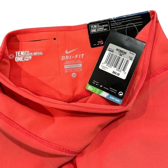 NWT Nike Dri-Fit Legend 2.0 Tight Fit Capri Leggings XS Coral Salmon Orange - Picture 3 of 5
